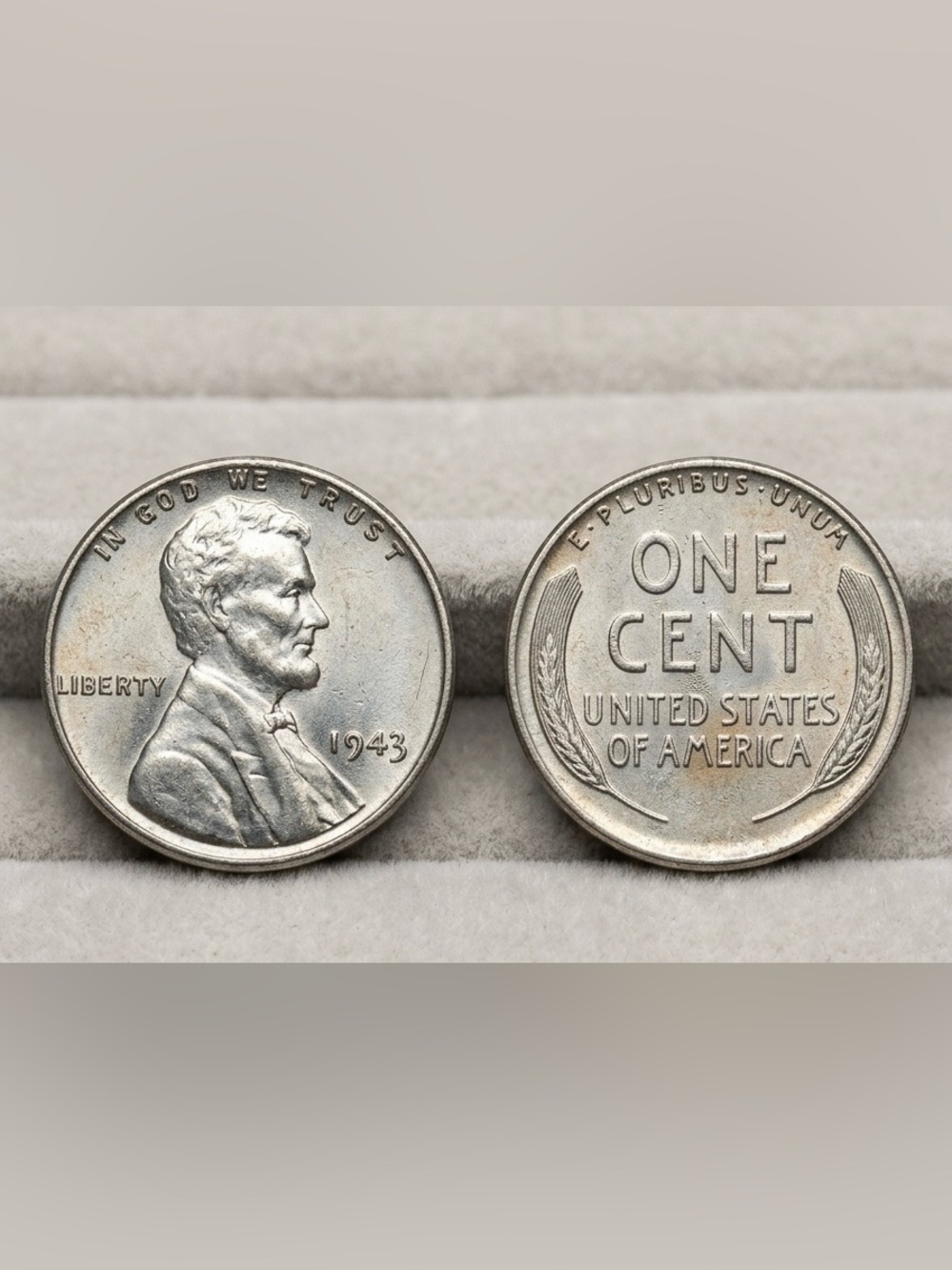 1943 Steel Lincoln Wheat Cent Pair - Silver Tone One Cent